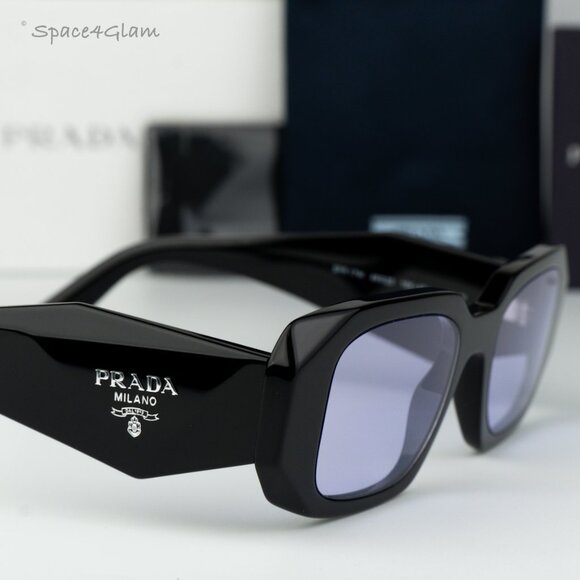BRAND NEW Prada PR17WS 16K40J Black Violet Rectangle Unisex Sunglasses - Picture 5 of 8